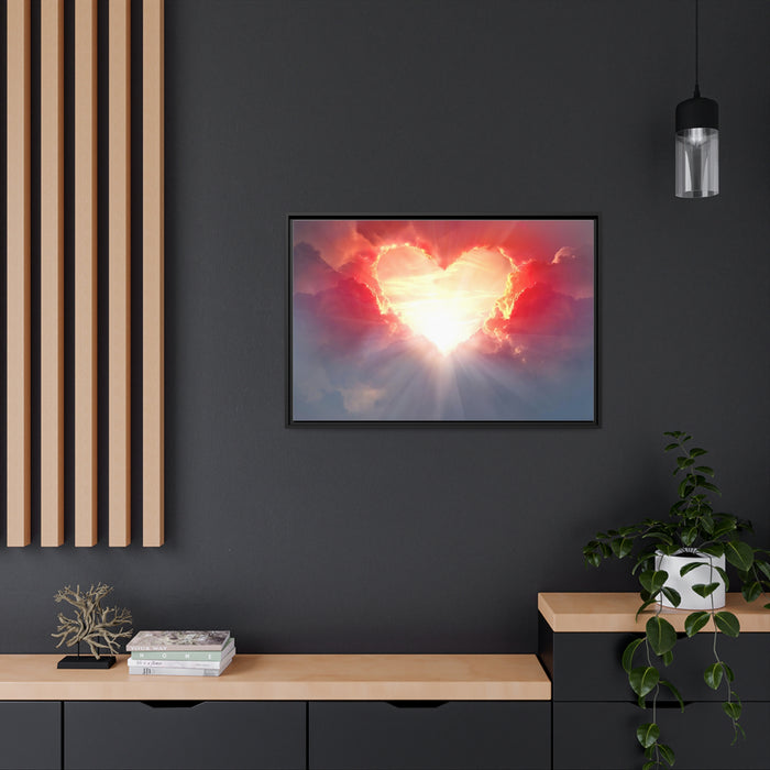 Elegant Love Valentine Matte Canvas Print with Black Pinewood Frame - Various Sizes