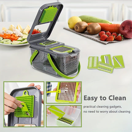22-in-1 Manual Food Chopper – 14 Blades, Versatile Slicing