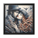 Elegant Matte Black Pinewood Framed Valentine's Day Canvas Art