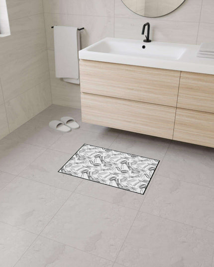 Customizable Monochrome Non-Slip Polyester Floor Mat with Chic Black Border