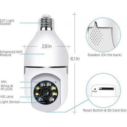IR E27 Light Bulb Camera 1080P HD Wireless Wifi Smart Home Security Ca