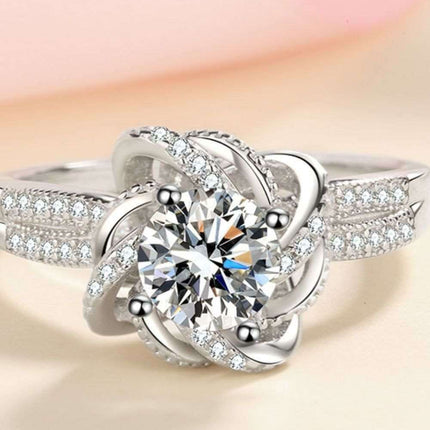 Exquisite 1 Carat Moissanite Sterling Silver Ring with Rhodium-Plated Elegance - A Symbol of Timeless Luxury