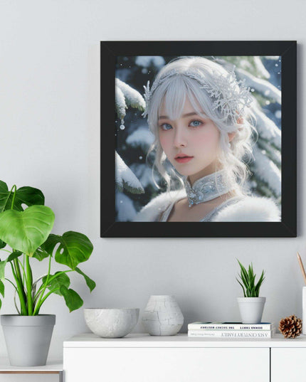 Enchanting Snow White's Winter Gaming Wonderland Vertical Framed Poster - Elite House Home Decor