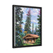 Log home Watercolor Matte Canvas - Black Pinewood Frame Printify