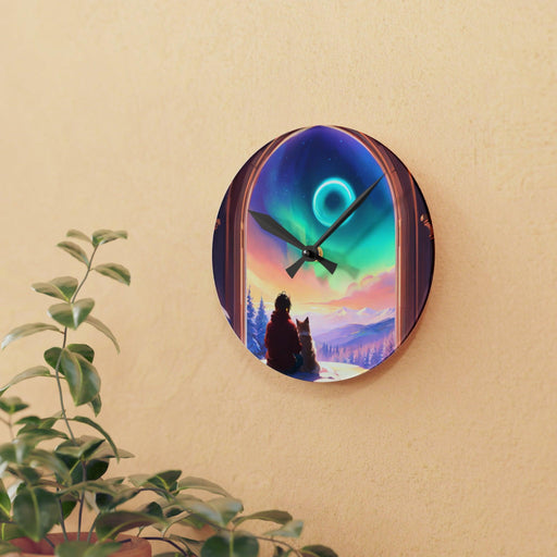 Rainbow Mountain Acrylic Wall Clocks - Vibrant Prints, Keyhole Hanging Slot & Various Sizes
