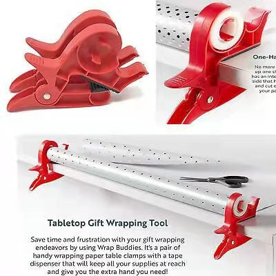 Festive Christmas Wrap Buddies Tape Dispenser for Holiday Gift Wrapping