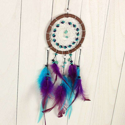 Turquoise Feather Dreamcatcher: Artisanal Elegance for Your Home