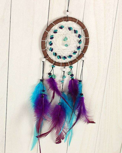 Turquoise Feather Dreamcatcher: Artisanal Elegance for Your Home