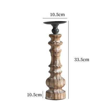 American Retro Nostalgic Solid Wood Candle Holder Ornaments
