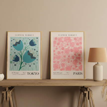 Floral Vintage Poster Canvas Print Mural