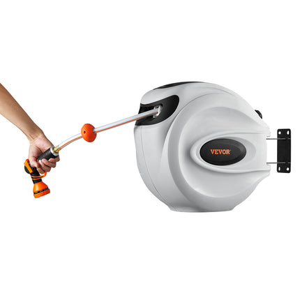 VEVOR Retractable Wall-Mounted Hose Reel with 180° Swivel & Durable De