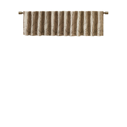 Room & Decor Faux Silk Embroidered Window Valance, 50x18", Tan