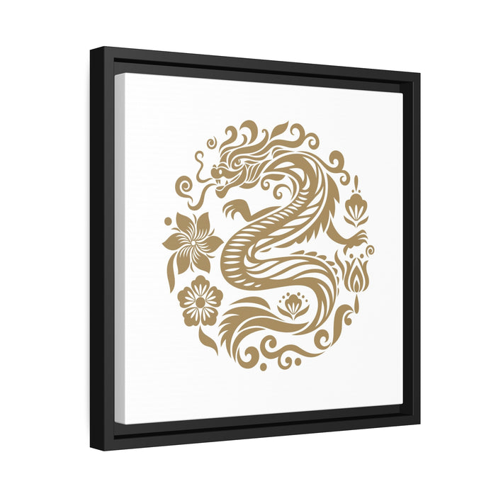 Elegant Black Dragon Matte Canvas Print with Pinewood Frame