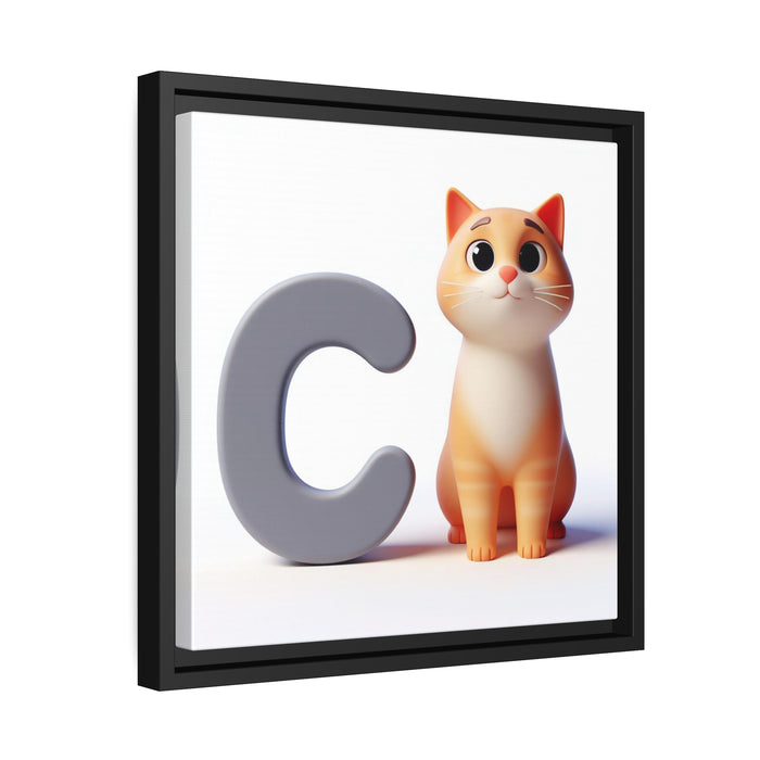 C-cat Alphabet Nursery Matte Canvas - Black Pinewood Frame" -> "Elegant Black Pinewood Framed Alphabet Nursery Matte Canvas