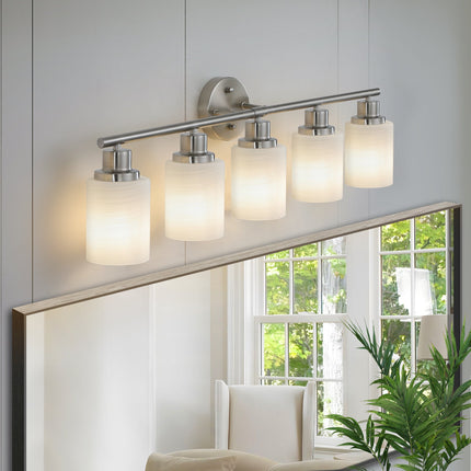 Room & Decor Modern 5-Light Vanity Wall Sconce, Brushed Nickel Finish,