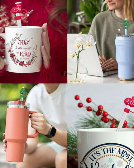 New Christmas Straw Dust Cover 10mm Cup Accessories