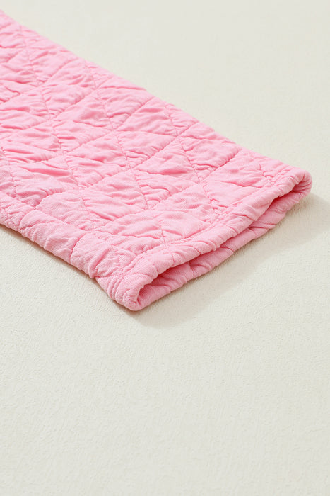 Cozy Pink Quilted Lounge Ensemble with Matching Pants