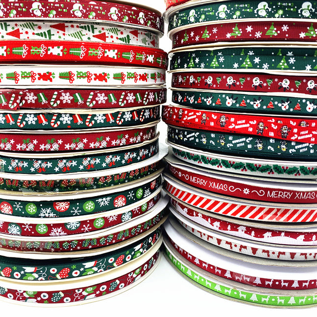 Peekaboo Studio Size 5 10mm Printed Grosgrain Christmas Ribbon - Durab