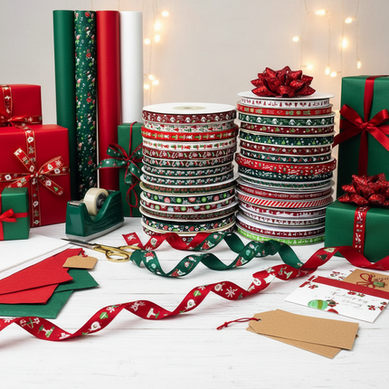 Peekaboo Studio Size 5 10mm Printed Grosgrain Christmas Ribbon - Durab