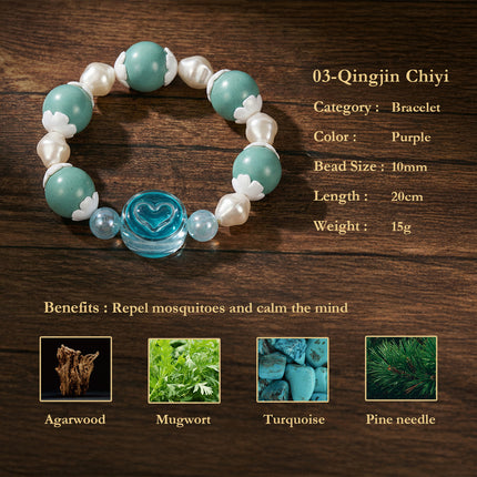 Jade, Amethyst & Turquoise Bead Bracelet, TCM-Inspired | Très Elite