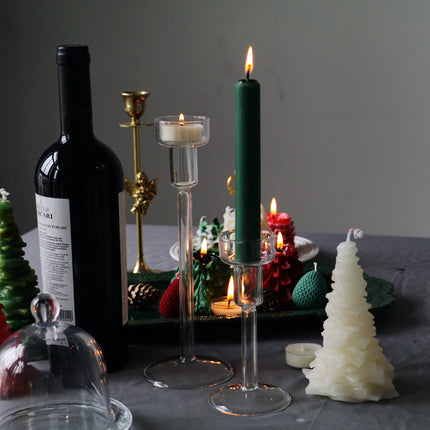 Elegant Transparent Crystal High Footed Glass Candle Holder European Table Decor