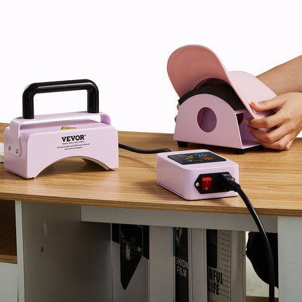VEVOR Mini Hat Press Machine, 5.9x3.15 Inch Plate, Purple, Portable