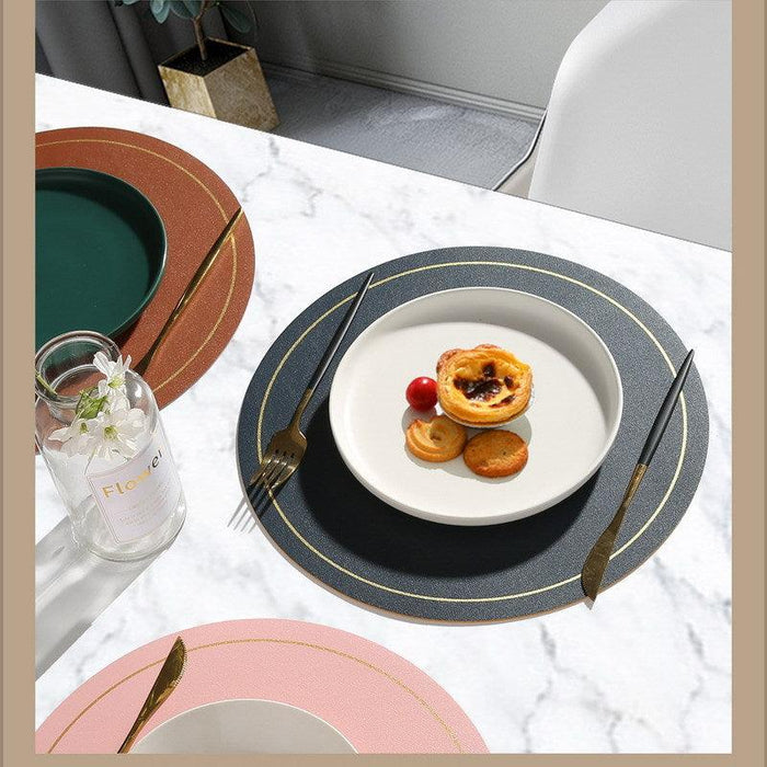 Circular Waterproof PVC Leather Dining Table Placemat