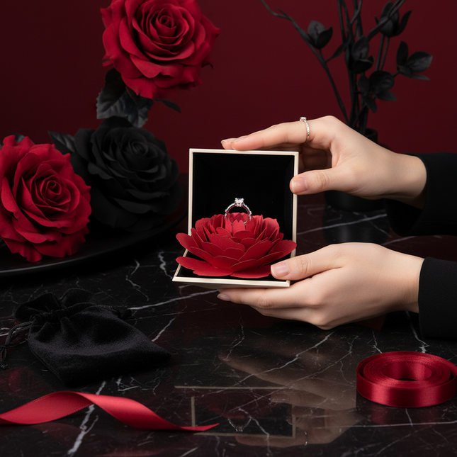 Rotating rose ring box
