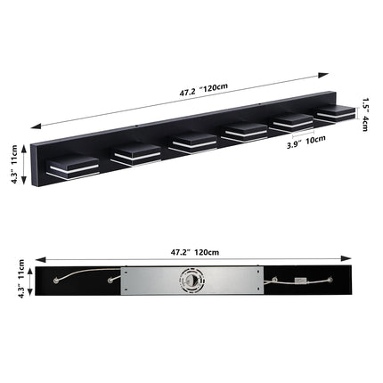 Room & Decor Modern Black LED Vanity Light, 6 Lights, Energy Efficient