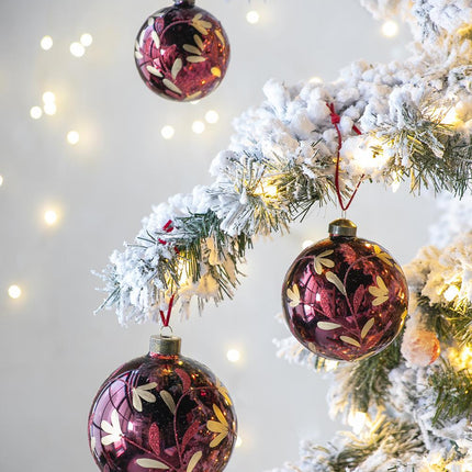 Room & Decor Set of 4 Red Glass Christmas Ball Ornaments, 4.7" Decorat