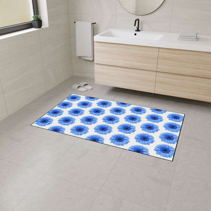 Elegant Blue Daisy Anti-Skid Luxe Area Rug