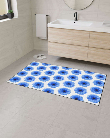 Elegant Blue Daisy Anti-Skid Luxe Area Rug