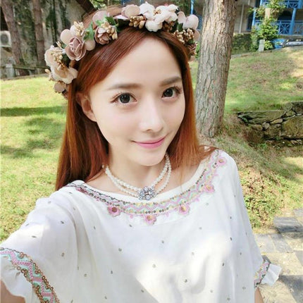 Peekaboo Studio Wedding Garland Flower Crown with Adjustable Fit & Sil