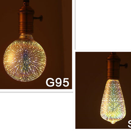 LED Light Bulb 3D Decoration Bulb Firework 110 220V ST64 G95 G80 G125
