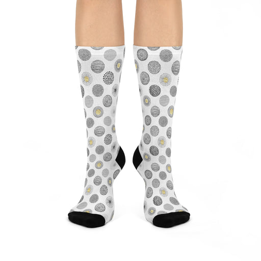 Classic Black and White Unisex Cushioned Crew Socks - One Size Fits All