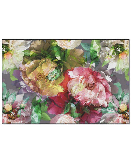 Elegant Vintage Floral Area Rug with Stylish Black Border and Non-Slip Backing