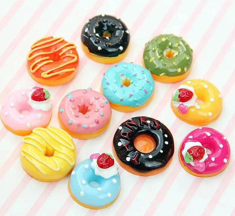Sweet Mini Donut Dollhouse Toy Set with Tiny Candy Playthings - 10 Piece Bundle