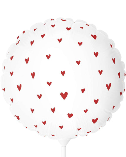 Elegant Valentine's Day Red Heart Mylar Balloon Set - 11" Round & Heart-Shaped Matte Elegance