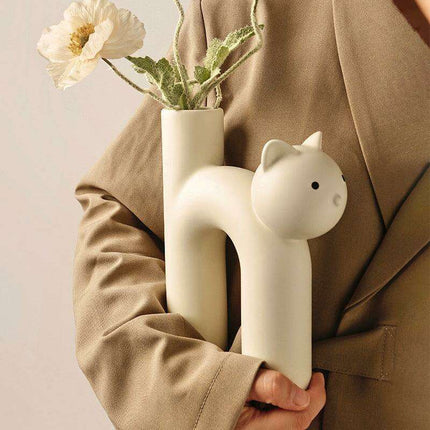 Charming Artisan Cat Vase - Elevate Your Home Decor with Elegance
