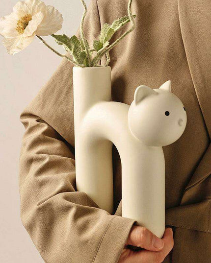 Charming Artisan Cat Vase - Elevate Your Home Decor with Elegance