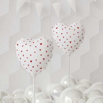 Elegant Valentine's Day Red Heart Mylar Balloon Set - 11" Round & Heart-Shaped Matte Elegance