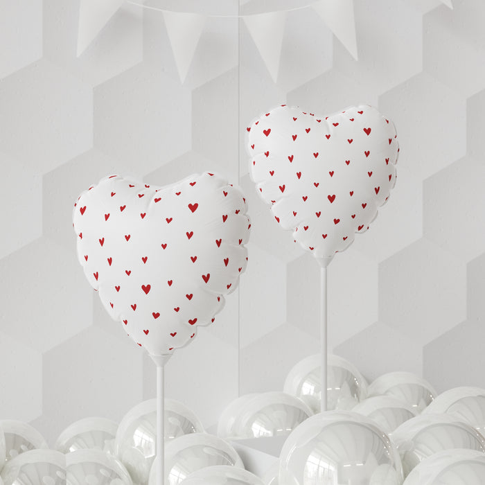Valentine Red Heart Elegant Matte Mylar Balloon Set - 11" Round and Heart-shaped