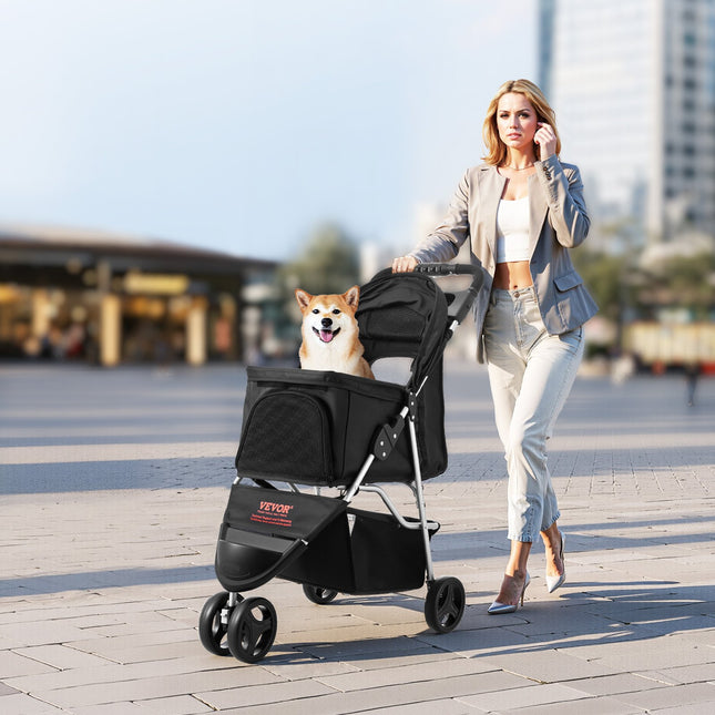 Peekaboo Studio Foldable 3-Wheel Dog Stroller with Brake, 35lbs Capaci