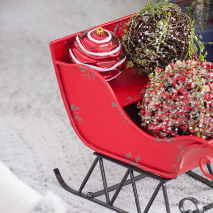 Room & Decor Distressed Iron Christmas Sleigh Decoration, 14.5"H