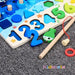 Montessori Math Wooden Puzzle Fishing Game Kit - Educational Toy Set for Young Learners - Enhance Learning & Imaginative Play