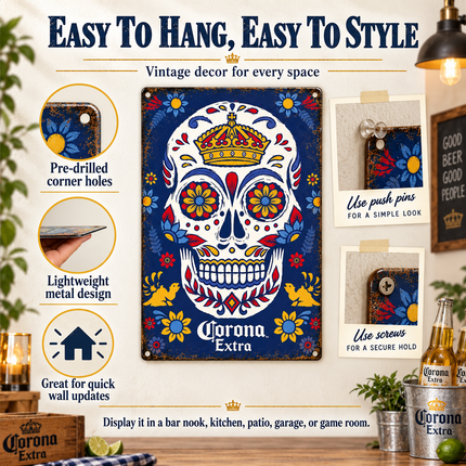 Vintage Beer Emblem Metal Wall Art — Retro Home Bar, Garage & Man Cave Sign