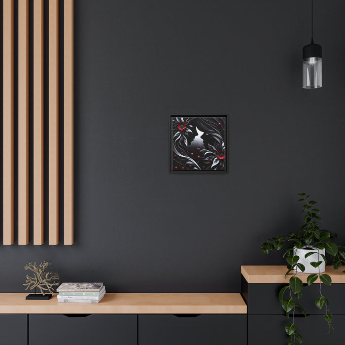 Elegant LOVE - Matte Canvas Print in Black Pinewood Frame for Sophisticated Home Decor