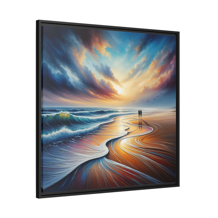Elegant Coastal Love Matte Canvas in Black Pinewood Frame