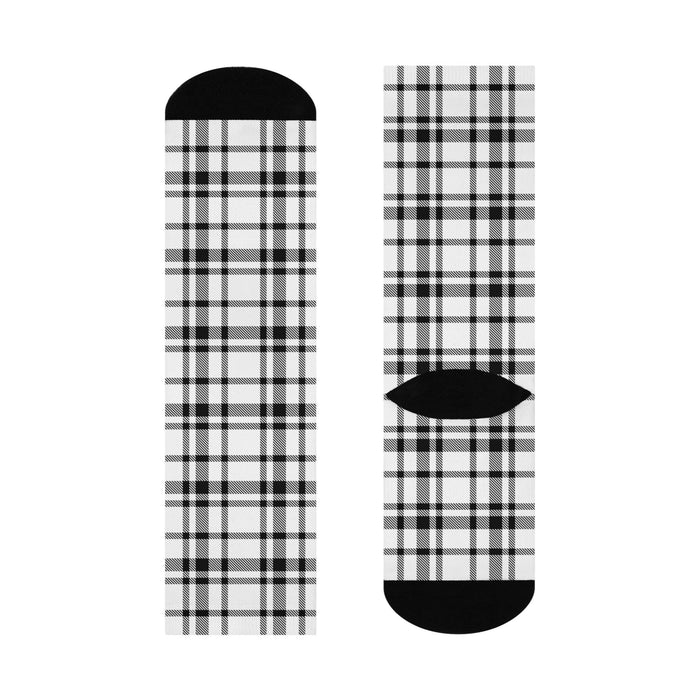 Plush Plaid Pattern Crew Socks - Unisex Comfort Fit