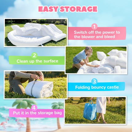 Peekaboo Studio 3-in-1 White Castle Bounce House with Slide & Ball Pit